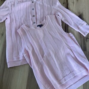 Brooks brothers womens knit pink tank top and button sweater set medium